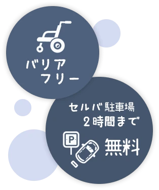 バリアフリー　セルバ駐車場2時間まで無料